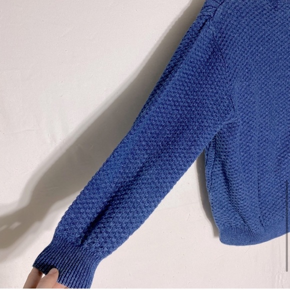 Vintage Silana Denim Blue Cable Knit Cotton Crew Neck Sweater M - Picture 7 of 15